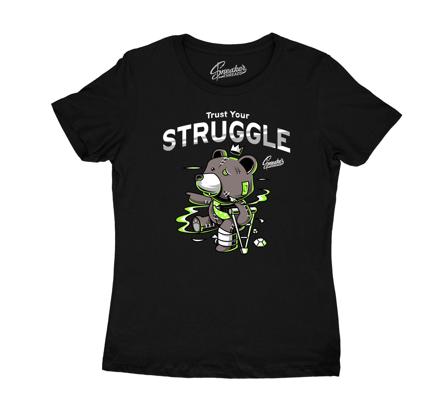 Womens Electric Green 6 Shirt - Trust Your Struggle - Black