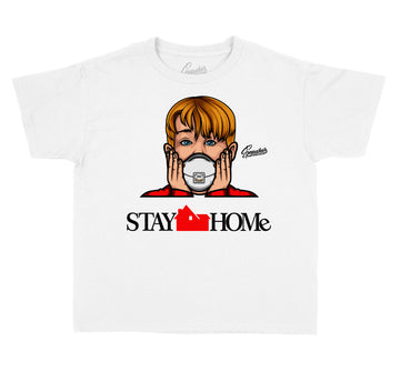 Kids Fire Red 5 Shirt - Stay Home - White