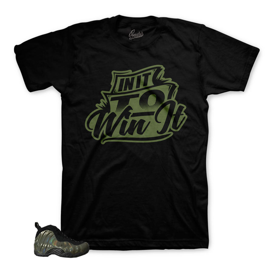 Legion green foamposite shirts | in it to win it sneaker tee.