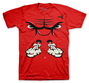 Retro 12 Reverse Flu Shirt - Raging face - Red