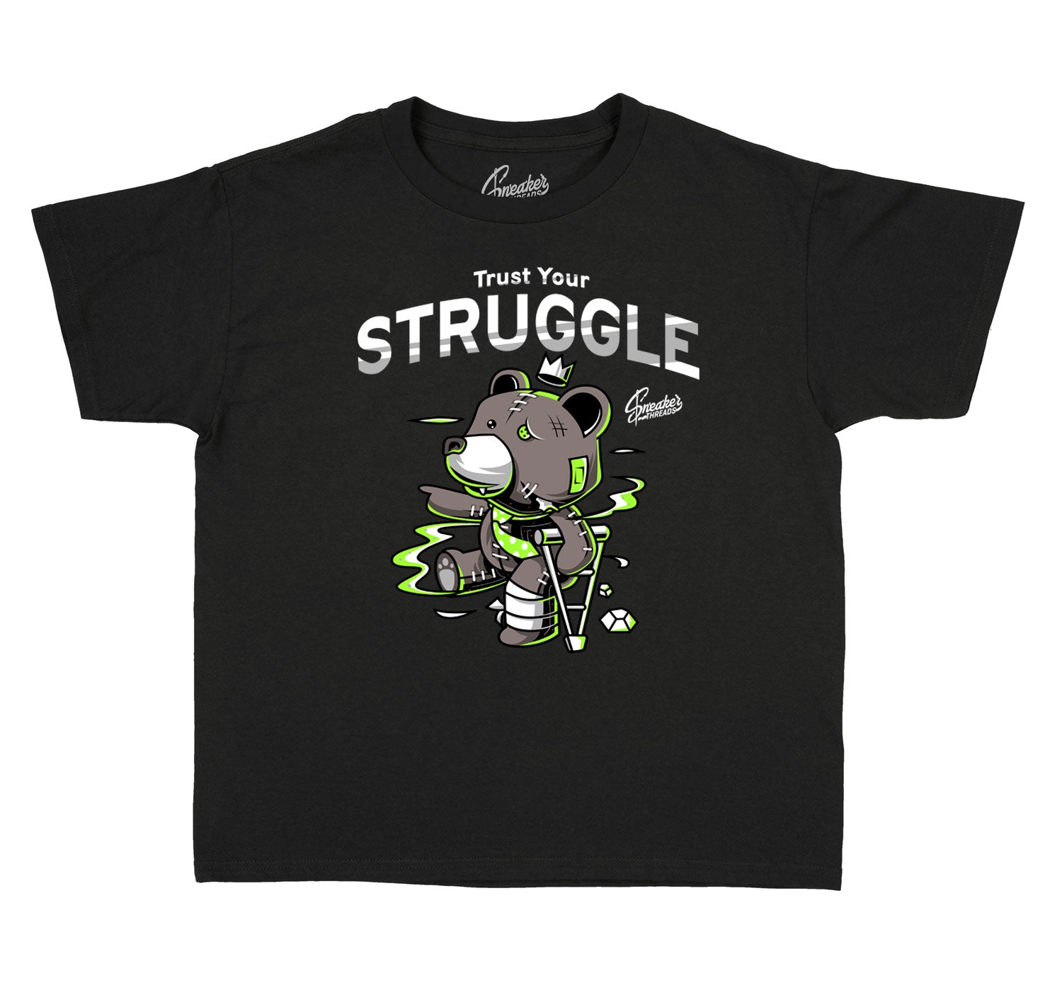 Kids Electric Green 6 Shirt - Trust Your Struggle - Black