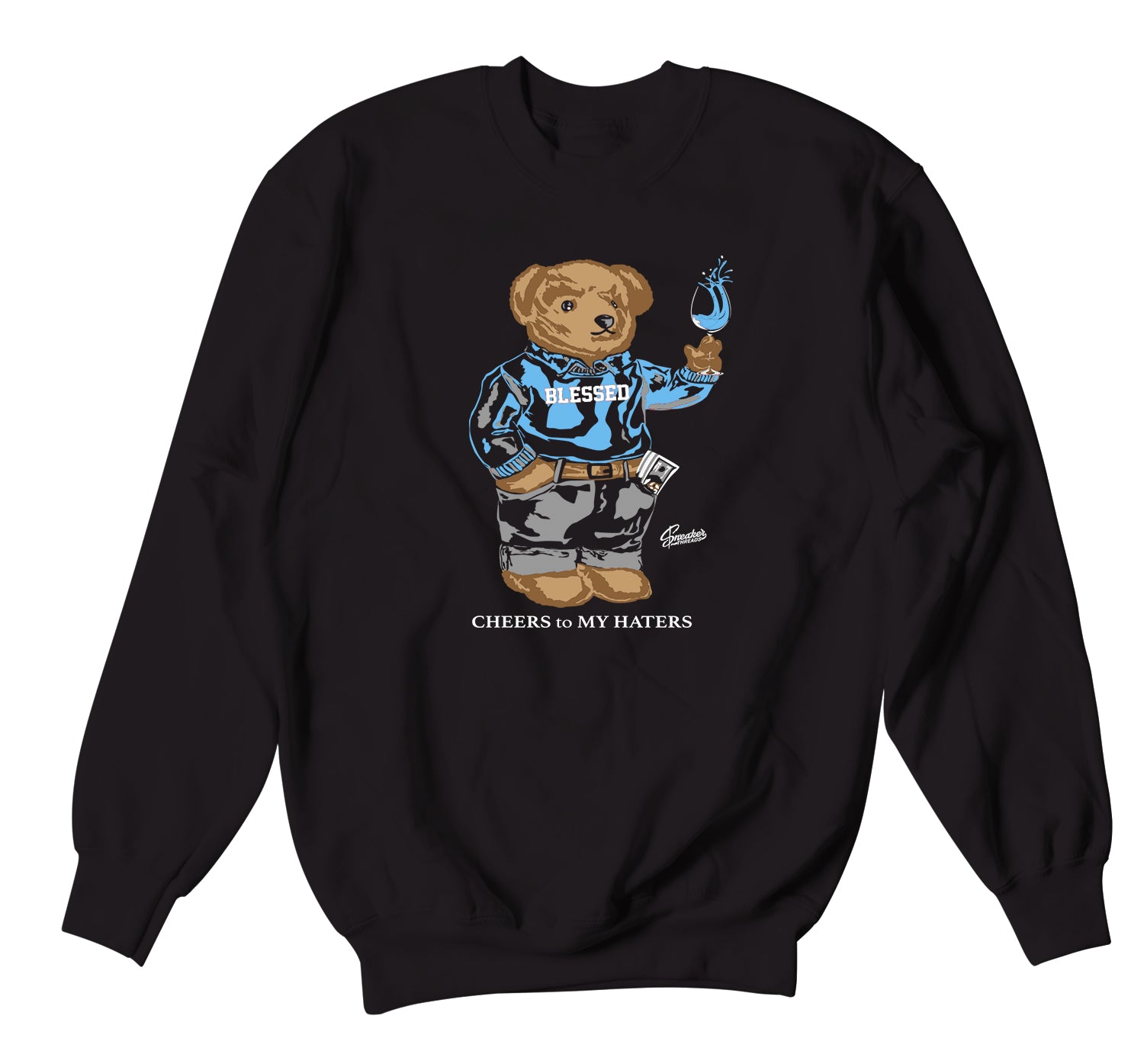 Retro 3 Valor Blue Sweater - Cheers bear - Black