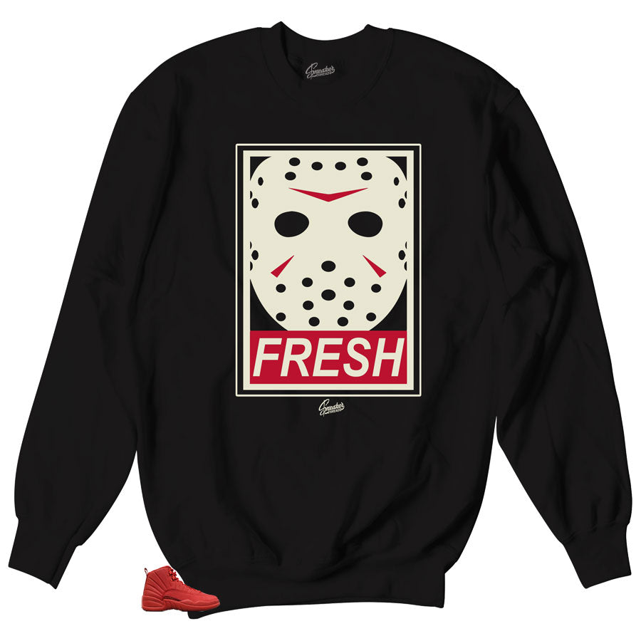 Jason fresh sweater to match with Jordan 12 Gym Red