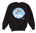 crewneck designed to match eh Jordan 9 university blue sneaker collection 