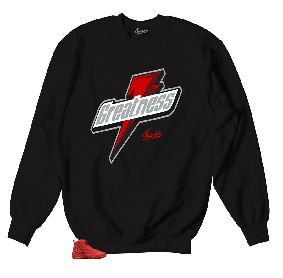 Retro 12  Gym Red Sweater - Greatness - Black
