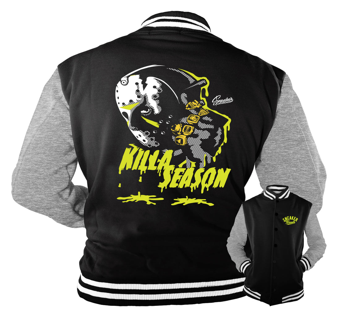 Neon 95 Jordan 4 neon volt retro sneaker collection has matching jacket collection 