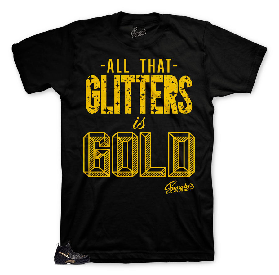 Gold Glitter matching tee for Foamposite Metallic Black gold