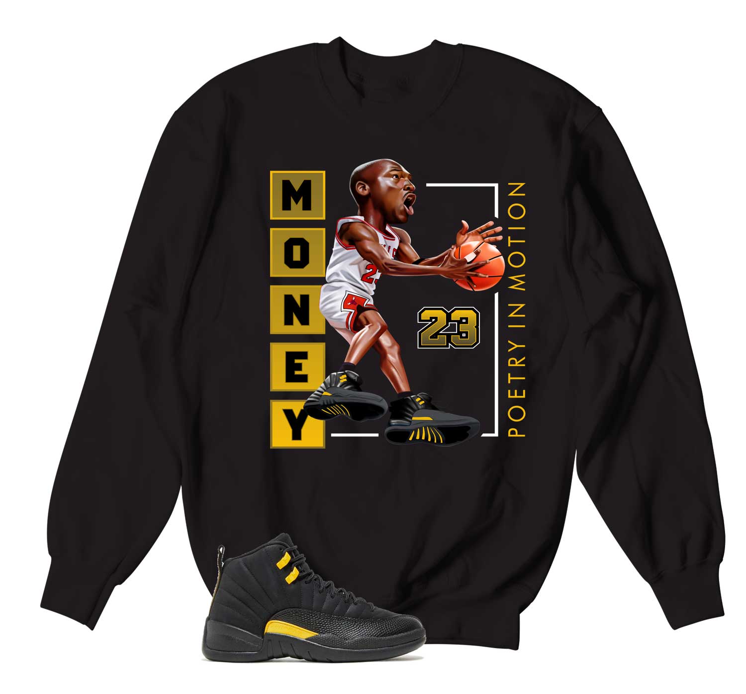 Retro 12 Black Taxi Sweater - Poetry In Motion - Black
