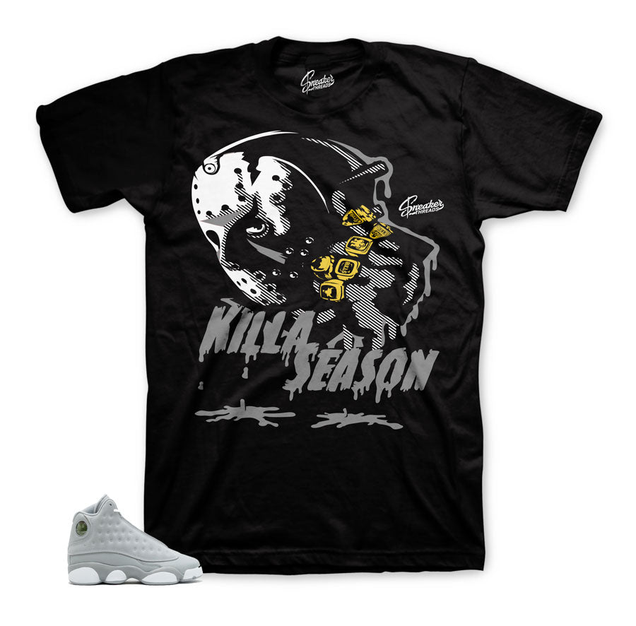 Wolf grey Jordan 13 shirts match retro 13's sneaker tees.