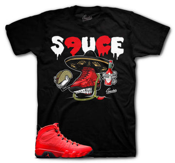 Jordan 9 Chile red sneaker tees