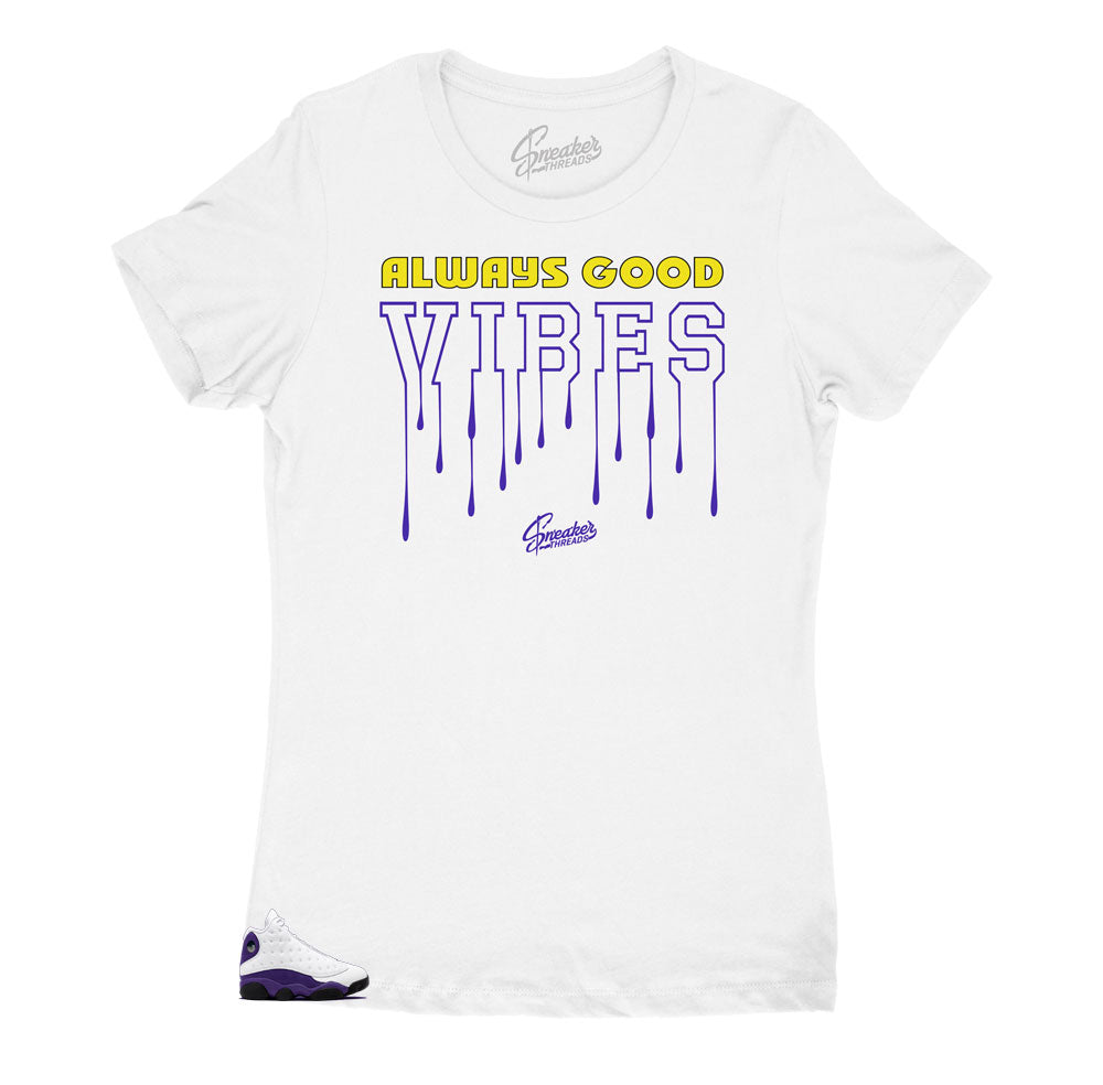 Women best vibes shirt to match Jordan 13 Lakers