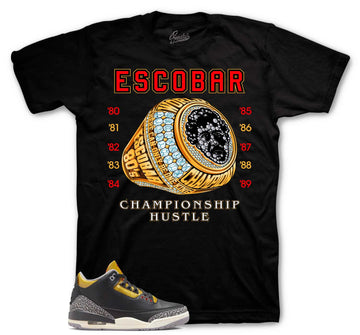 Retro 3 Cement Gold Shirt - Champ Hustle - Black