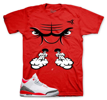 Retro 3 Fire Red Shirt - Raging Face - Red