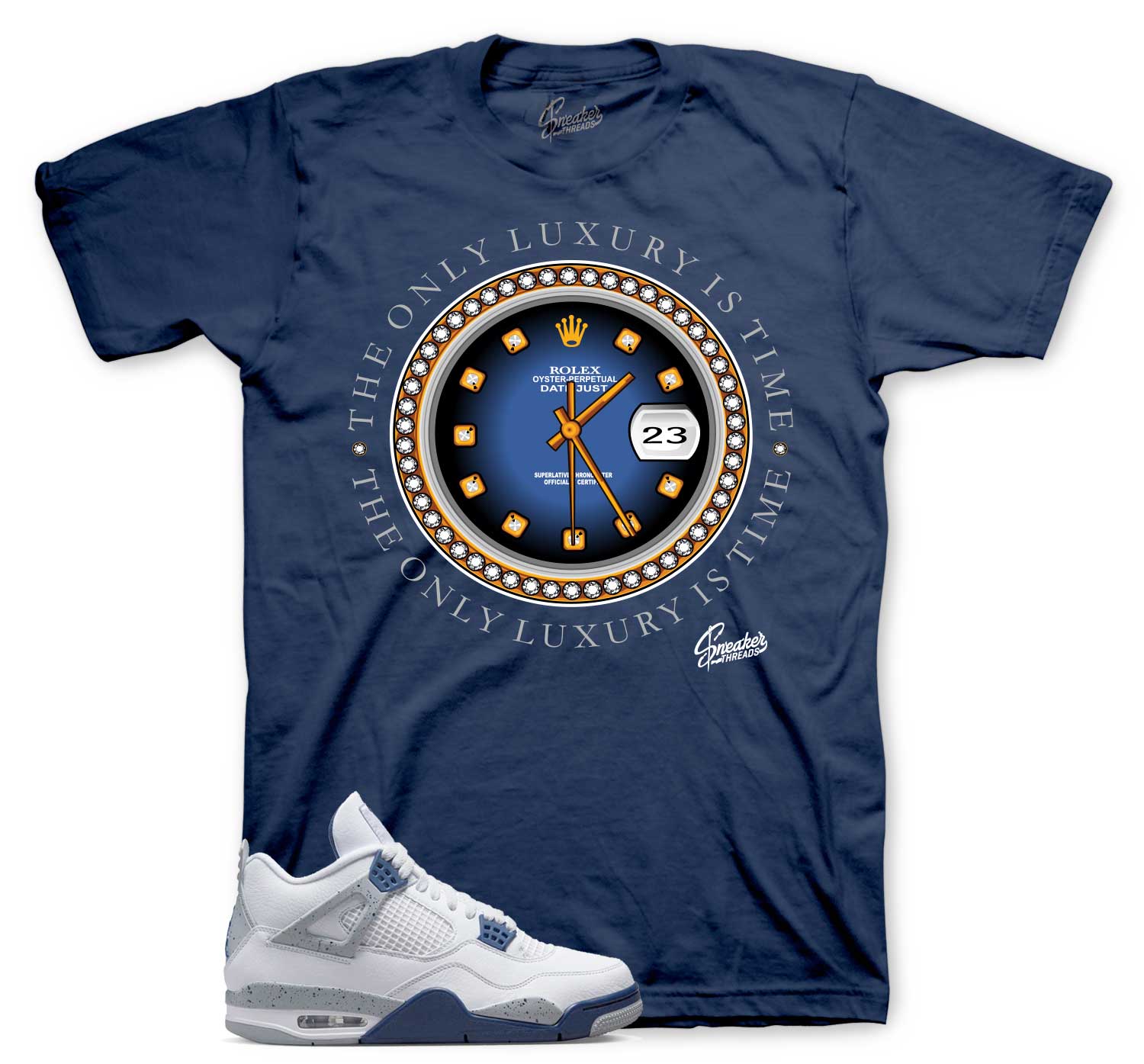 Retro 4 Midngiht Navy Shirt - Rolie Time - Navy