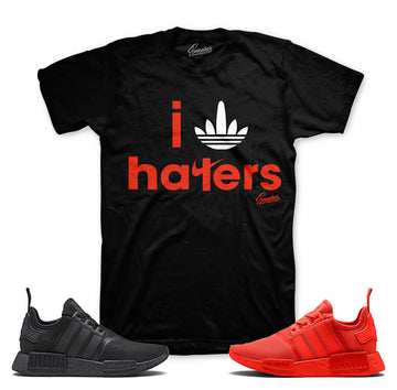 NMD solar red core black sneaker match tees shirts.