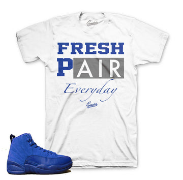 Jordan 12 blue suede shirts match retro 12 sneaker tees.