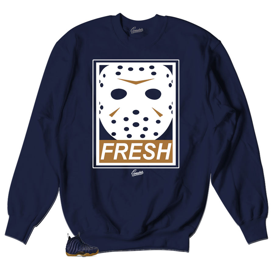 Foamposite Midnight Navy Sneakers match crewneck sweaters designed to match the sneaker Foamposite Midnight Navy