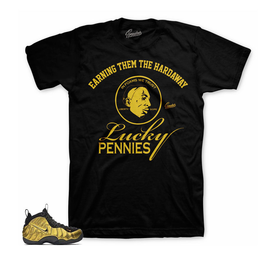 Foamposite metallic gold shirts | Sneaker shirts has the best gear to match.