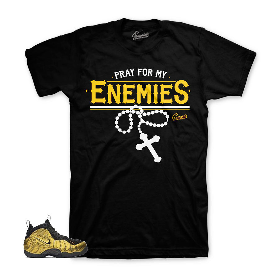 Foamposite metallic gold shirts | Metallic gold foam tees.