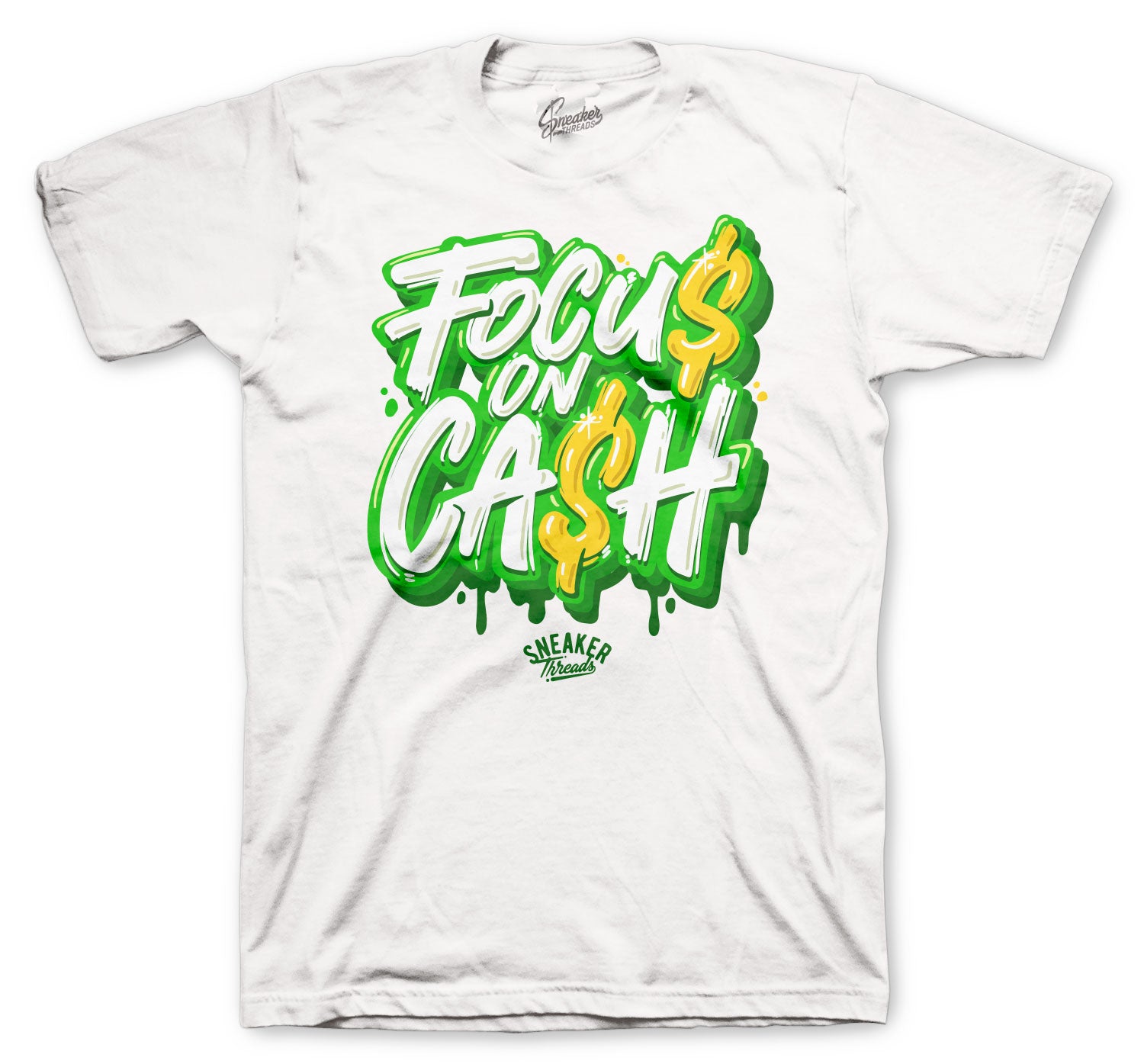 Retro 4 Green Metallic Shirt - Focus On $ - White
