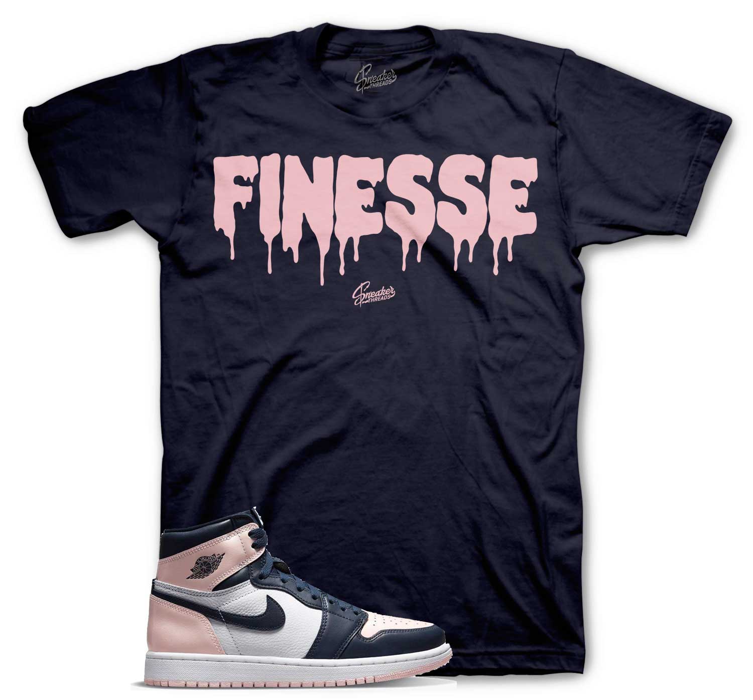 Retro 1 Atmosphere Pink Shirt - Finesse - Navy