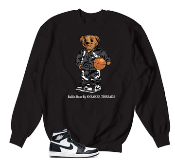 Retro 1 Black And White Sweater - Ballin Bear - Black