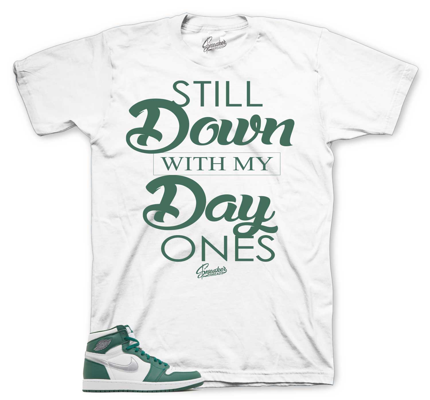 Retro 1 Gorge Green Shirt - Day Ones - White