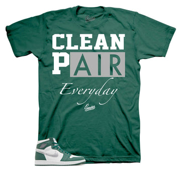 Retro 1 Gorge Green Shirt - Clean Pair - Green