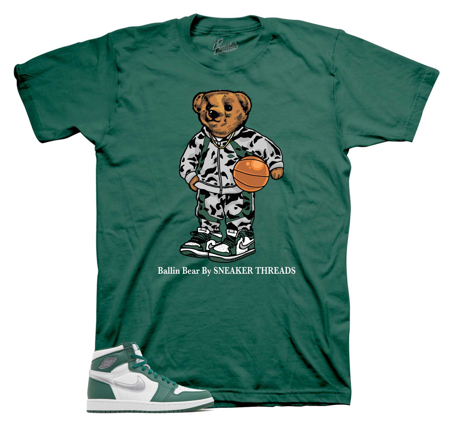 Retro 1 Gorge Green Shirt - Ballin Bear - Green