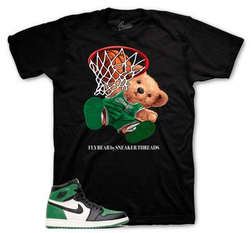 Retro 1 Lucky Green Shirt - Fly Bear - Black