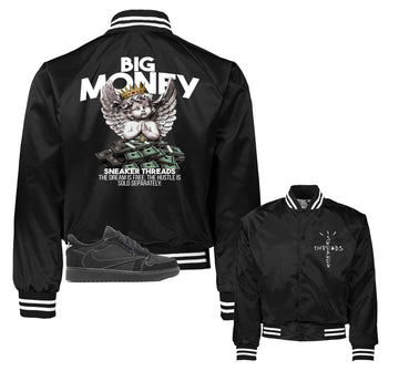 Retro 1 Black Phantom Satin Jacket - Big Money - Black