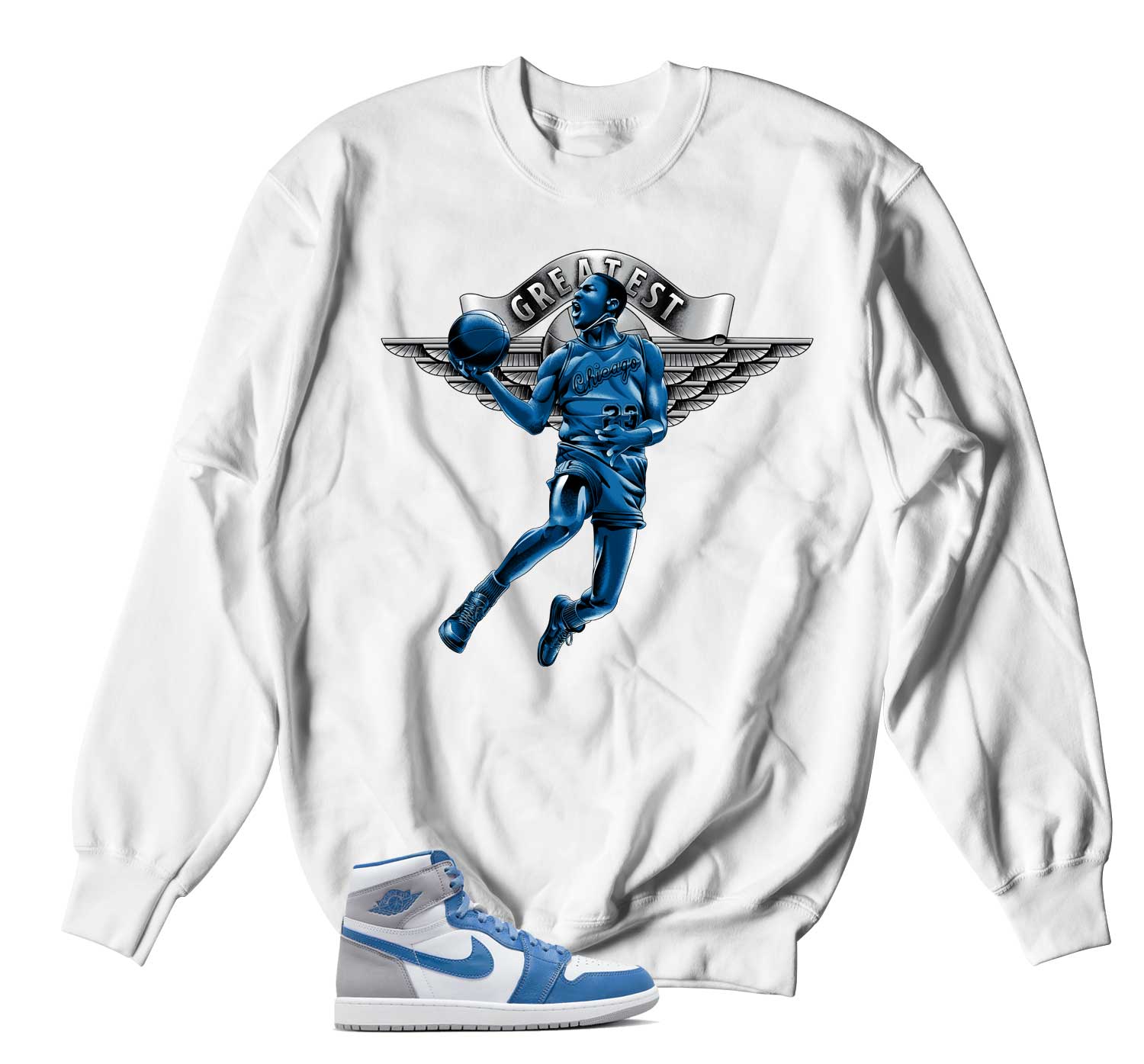 Retro 1 True Blue Sweater - Greatest - White
