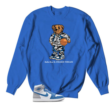 Retro 1 True Blue Sweater - Ballin Bear - Blue