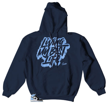 Hoody designed to match Jordan 1 UNC patent sneakers