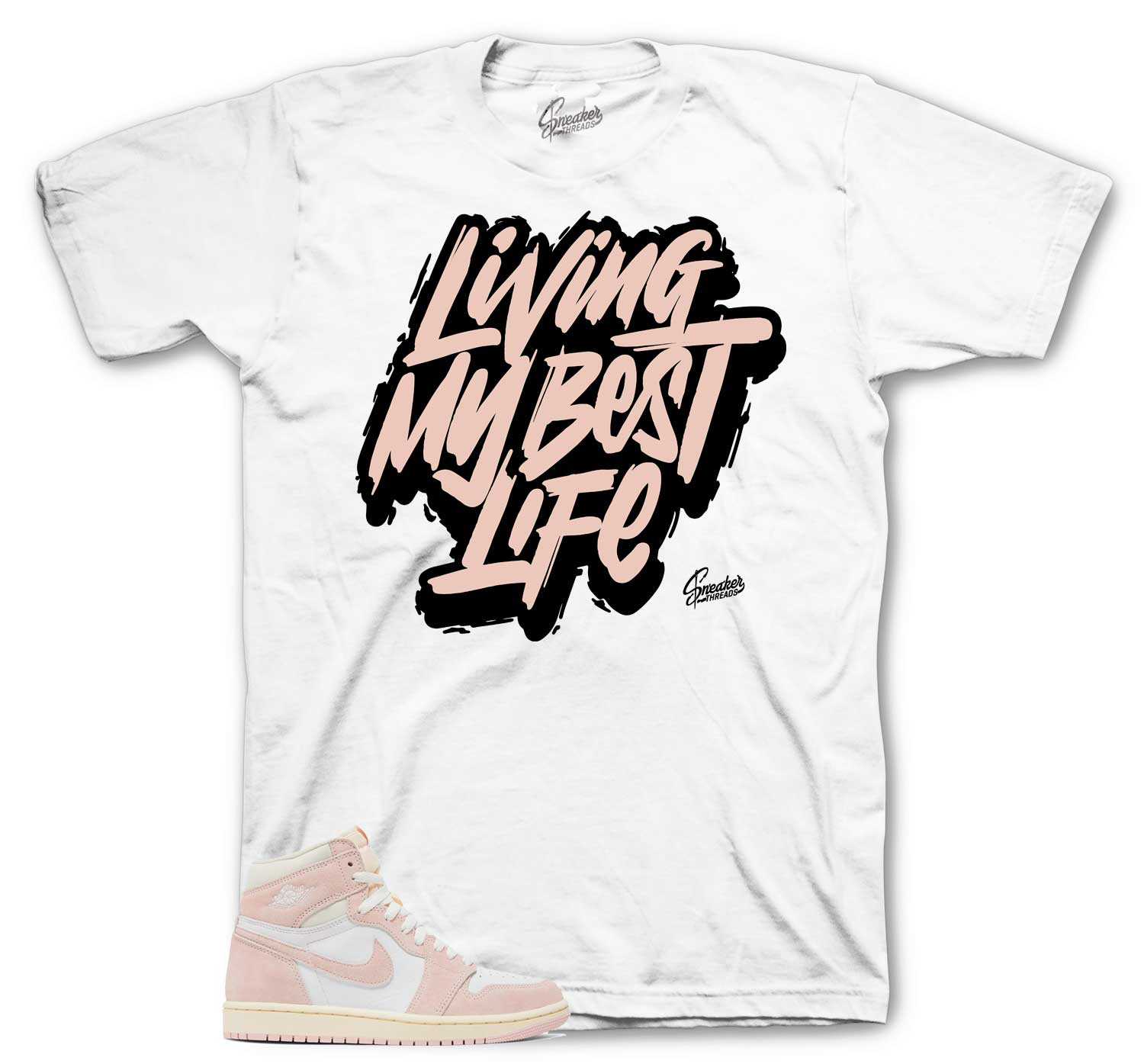 Retro 1 Washed Pink Shirt - Living Life - White