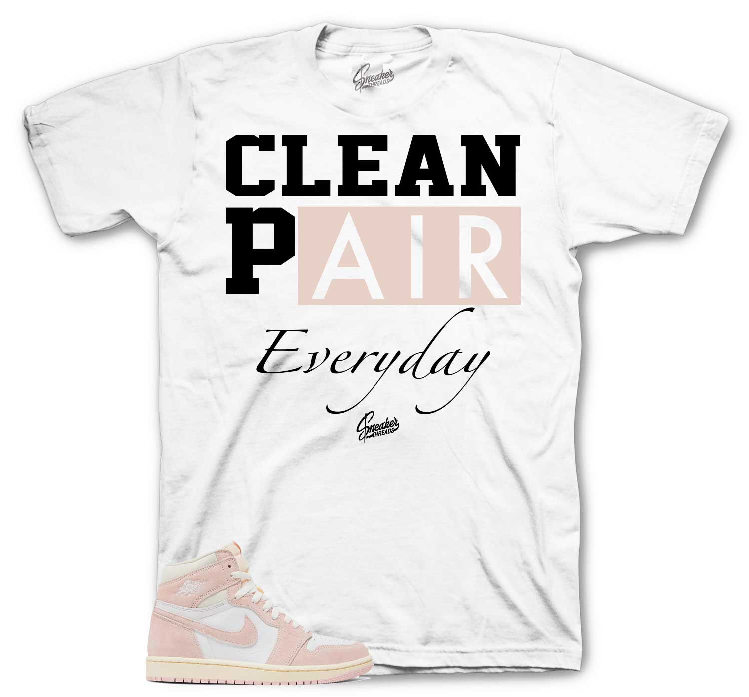 Retro 1 Washed Pink Shirt - Clean Pair - White