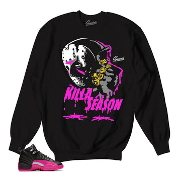 Retro 12 Deadly Pink Sweater - Killa Season - Black