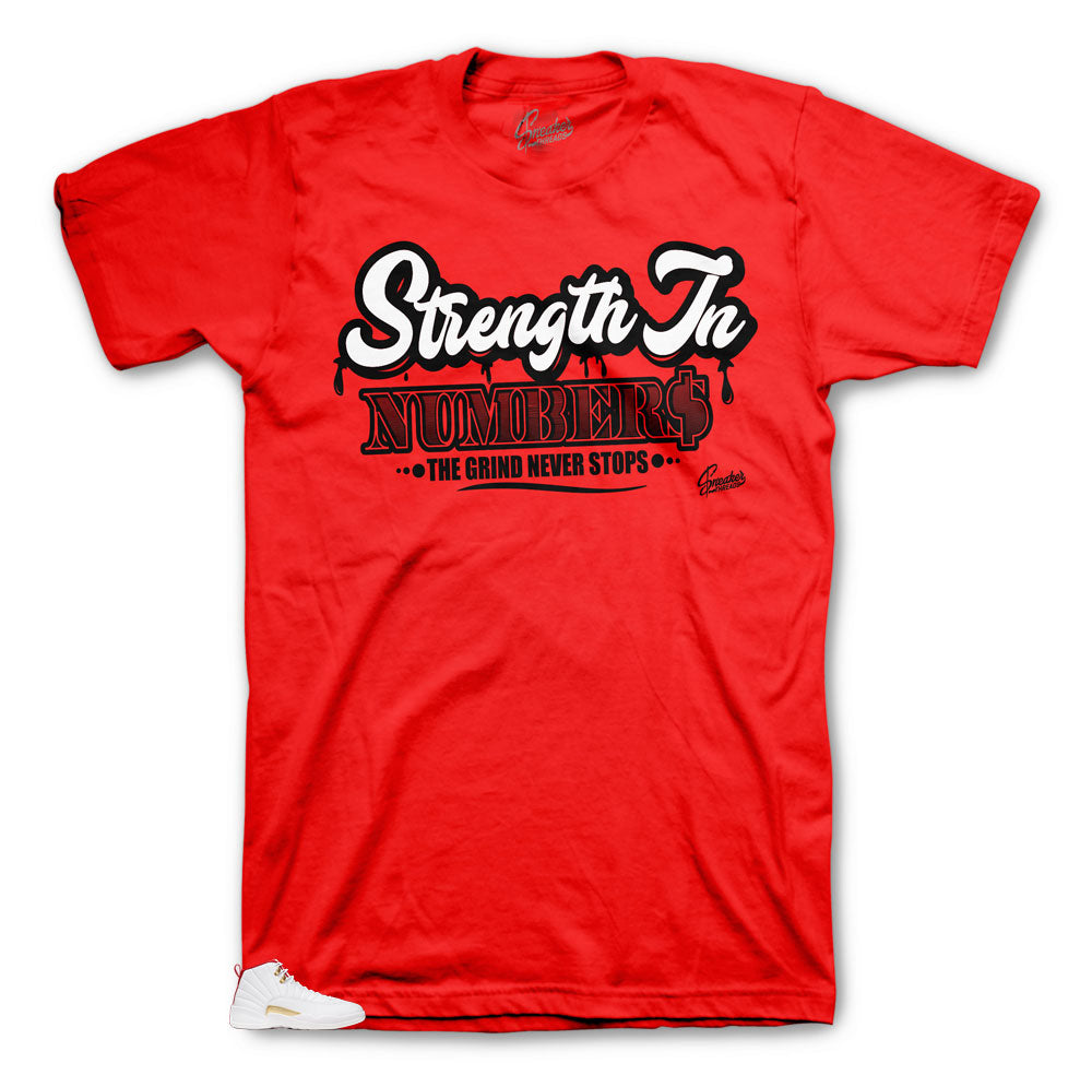 Jordan 12 Fiba Strength In Numbers shirt to match red colorway perfect