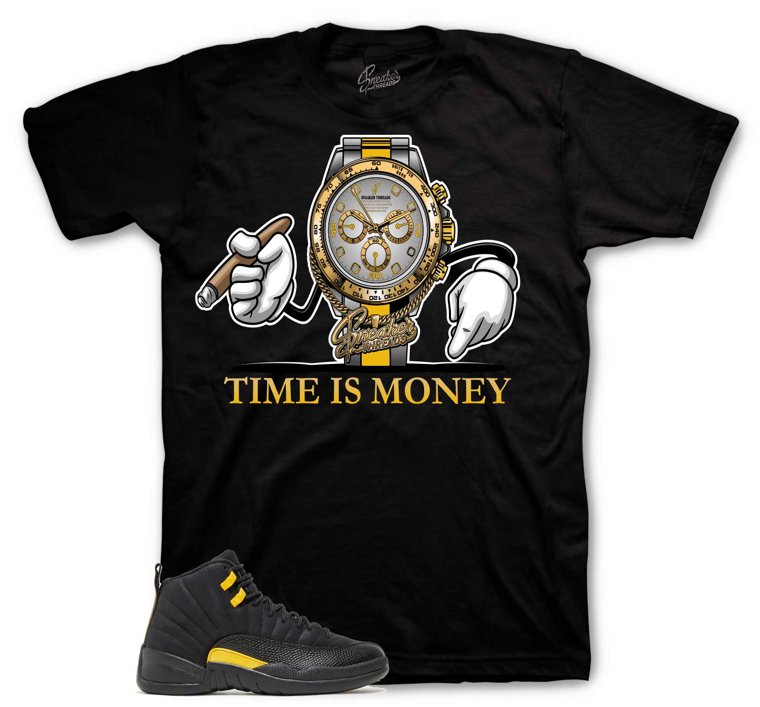 Retro 12 Black Taxi Shirt - Time Is Money - Black
