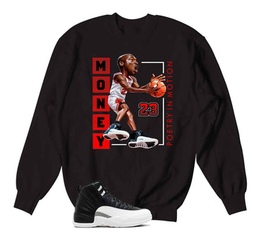 Retro 12 Playoff Sweater - Poetry In Motion - Black