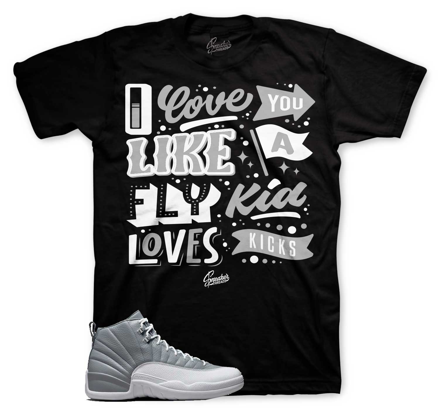 Retro 12 Stealth Shirt - Love Kicks - Black