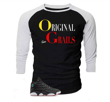 Retro 13 Playoff Raglan Shirt - OG Grails - Black