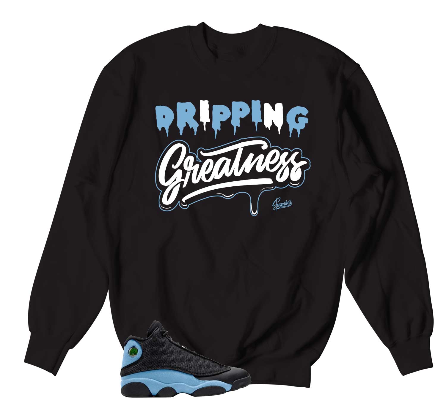 Retro 13 University Blue Sweater - Drip Greatness - Black