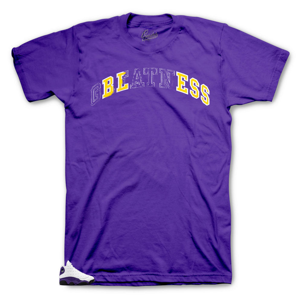 shirts made to match the Jordan 13 laker sneaker collection