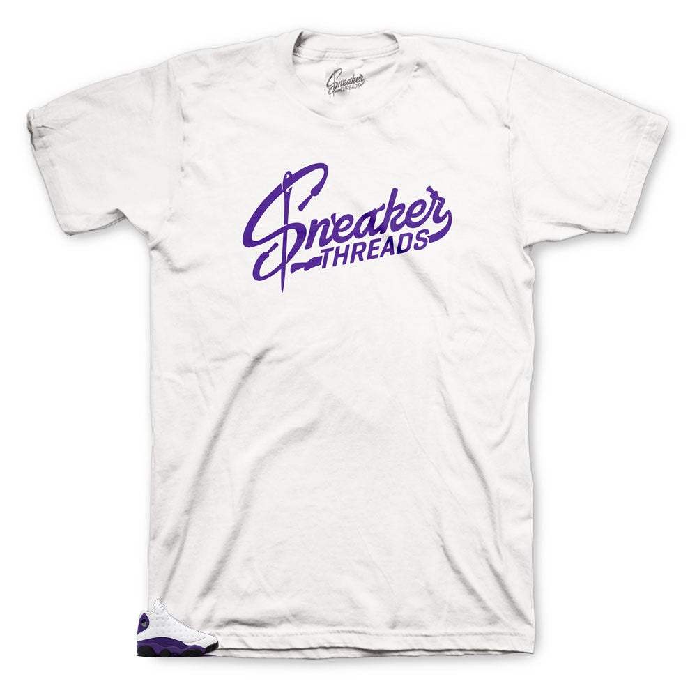 Jordan 13 laker sneaker matches t shirts made to match the Jordan 13 laker sneakers