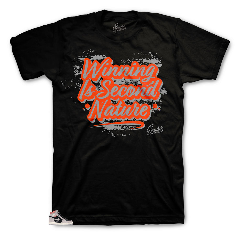 Hyper crimson neutral grey Jordan sneaker 1s matching shirt collection designed to match