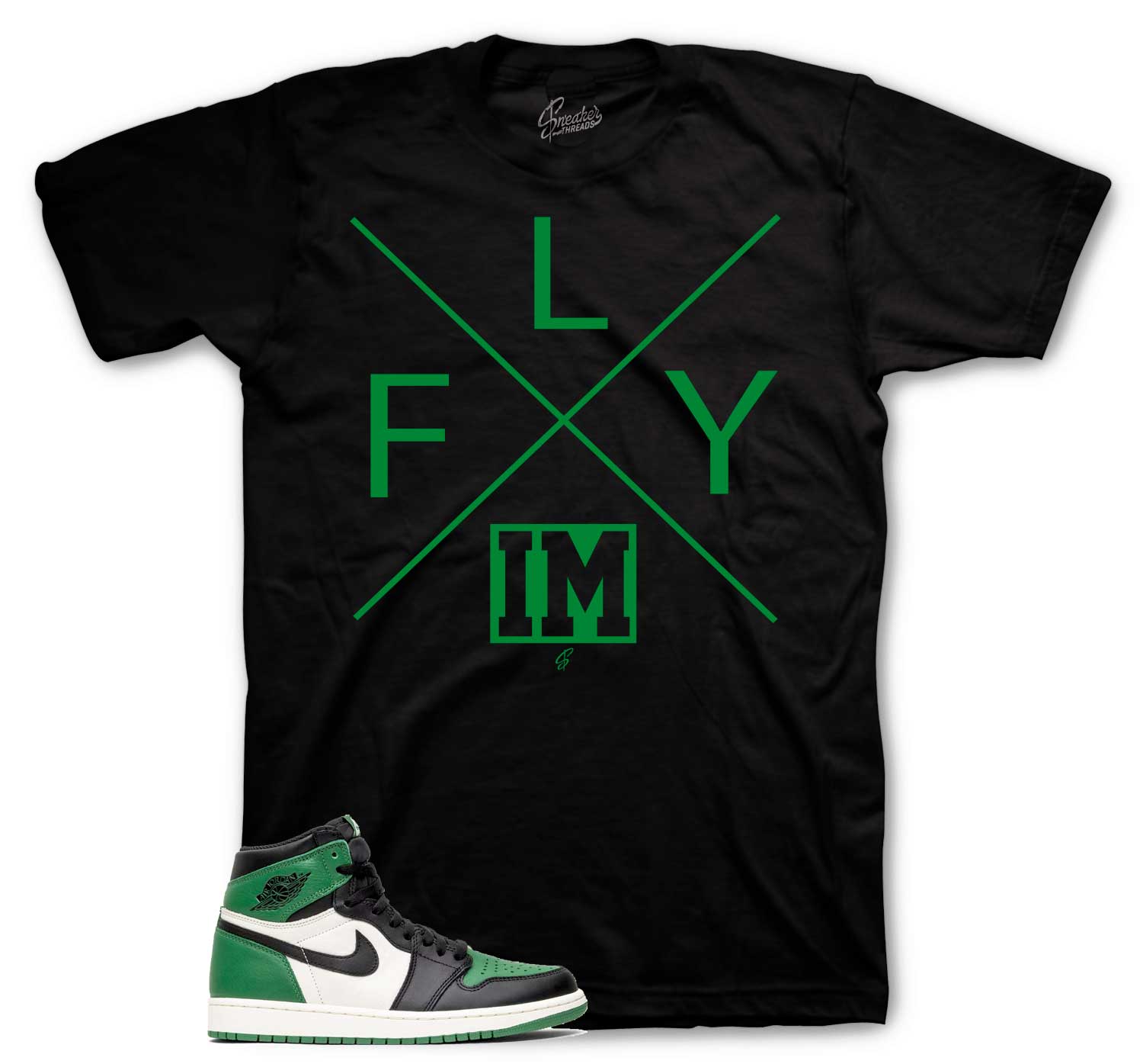 Retro 1 Lucky Green Shirt - I'm Fly - Black
