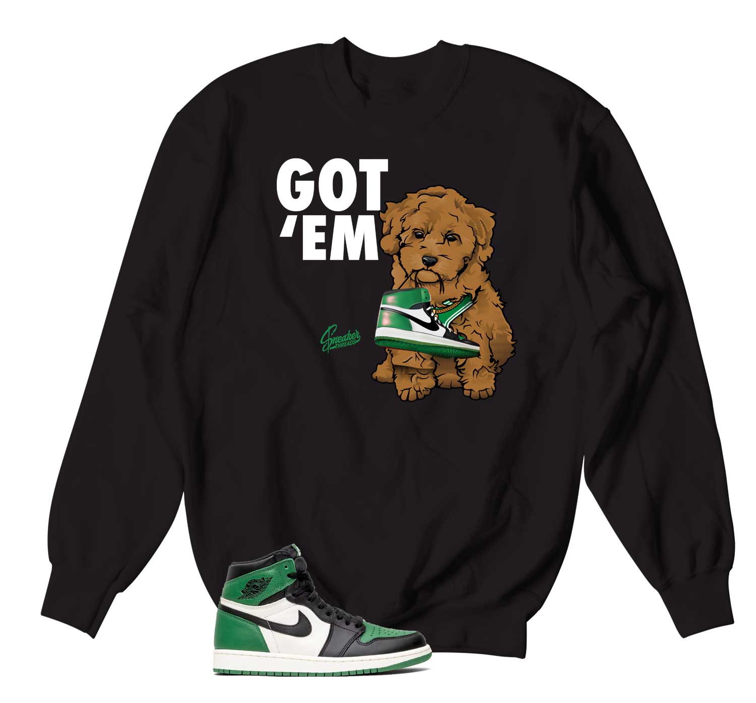 Retro 1 Lucky Green Sweater - Got Em - Black