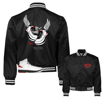 Retro 2 Chicago Satin Jacket - Wings - Black