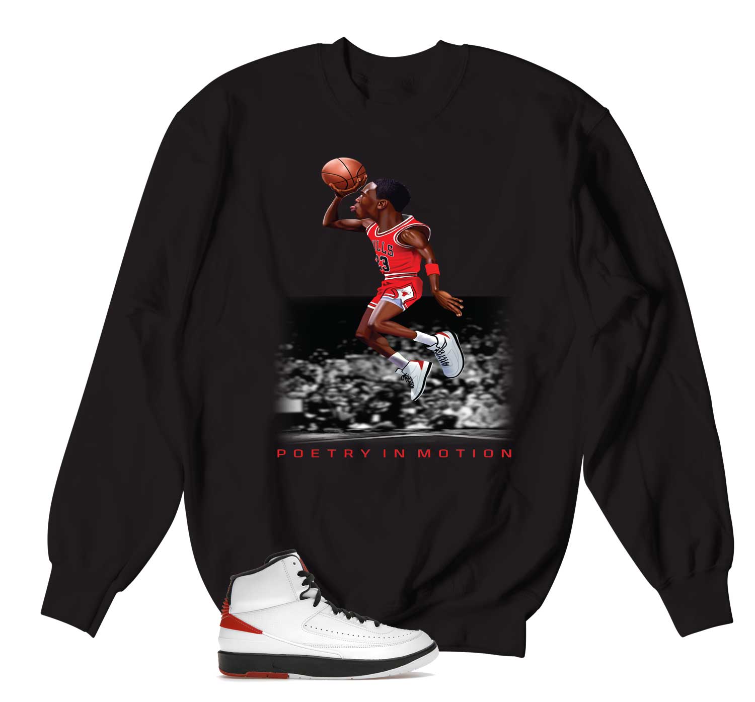 Retro 2 Chicago Sweater - Poetry In Motion - Black